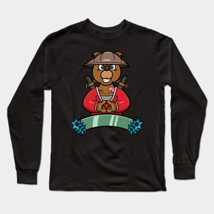 Ninja Bear Head Cartoon Long Sleeve T-Shirt